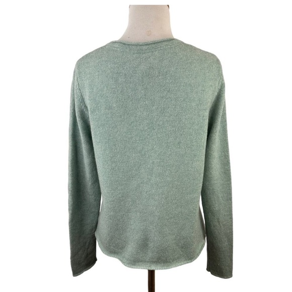 SUNDANCE S Kirsten Merino Wool Cardigan Pockets Teal Blue Green Trim Academia - Picture 5 of 8